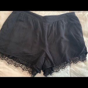 Gentle Fawn black lace trimmed shorts